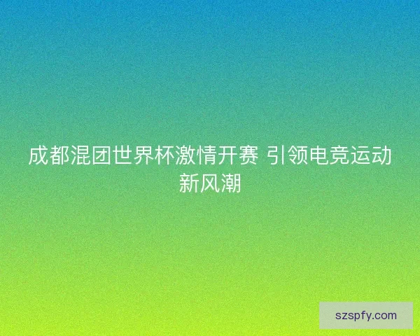 成都混团世界杯激情开赛 引领电竞运动新风潮